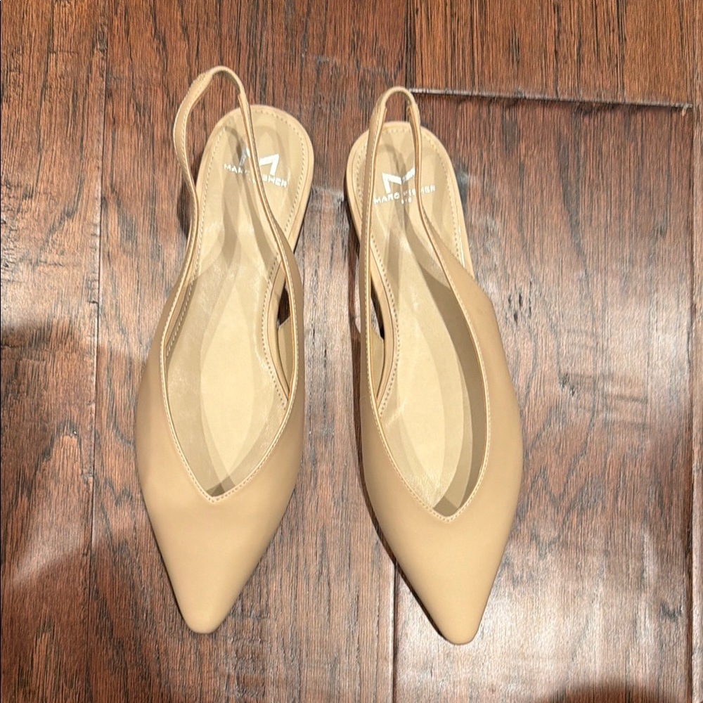 Marc Fisher Women’s Tan Slingback Pointed-Toe Flats